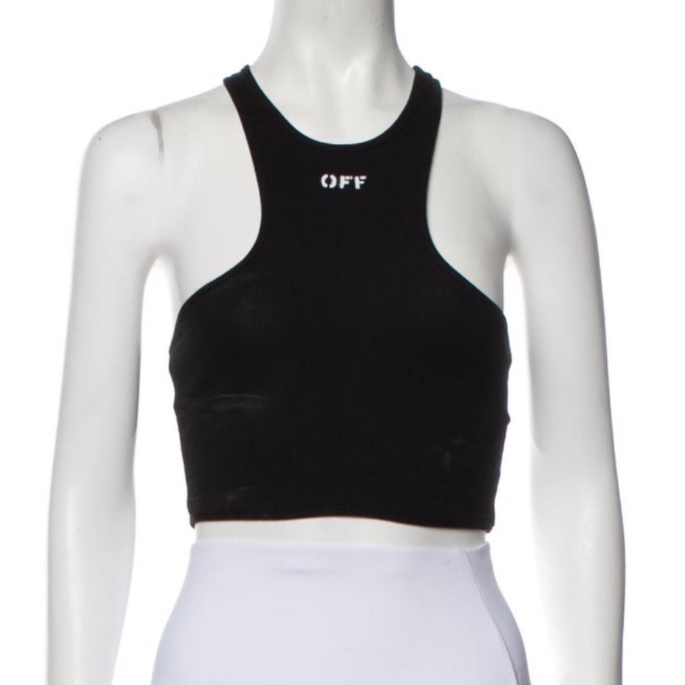 Off-White c/o Virgil Abloh Scoop Neck Crop Top, Black, size S